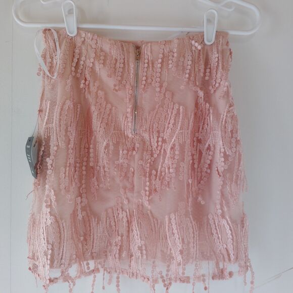 Lulus Dancing in a Dream mini Skirt Size Small S pink fairy lace sequin holiday - Picture 5 of 6
